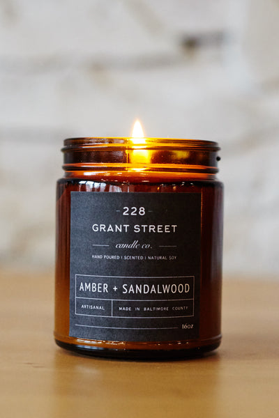 Amber + Sandalwood 9 oz Candle