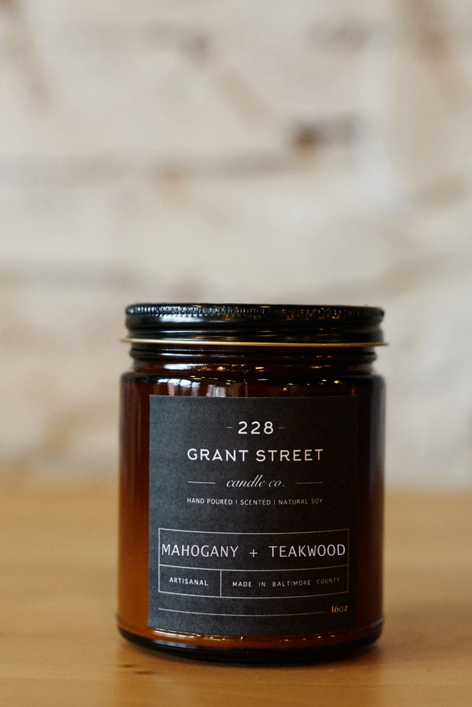 Mahogany + Teakwood 9 oz Candle – 228 Grant Street Candle Co.